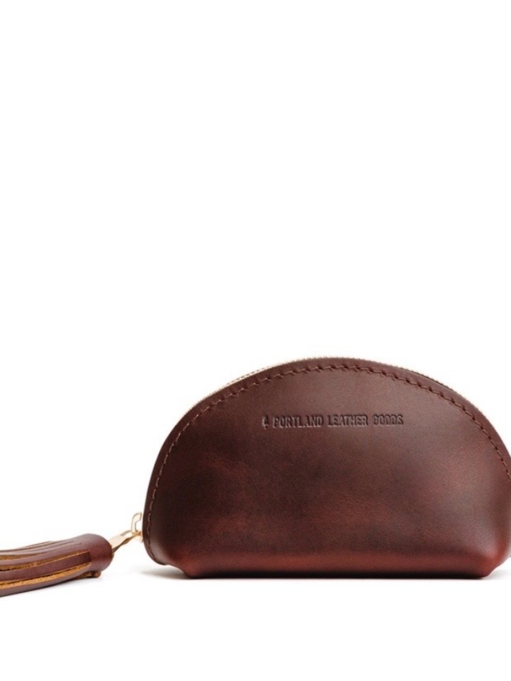 Portland Leather Merlot Taco Tassel Pouch Half-Moon Genuine Leather EUC